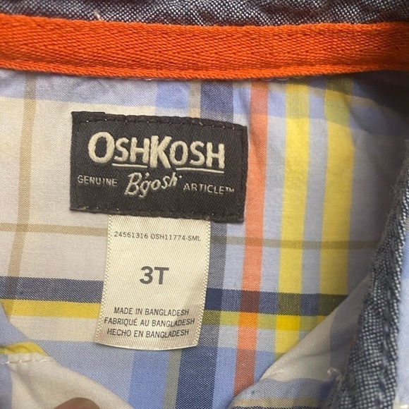 Oshkosh button up plaid stripe dress shirt long sleeve 3T - Picture 6 of 6